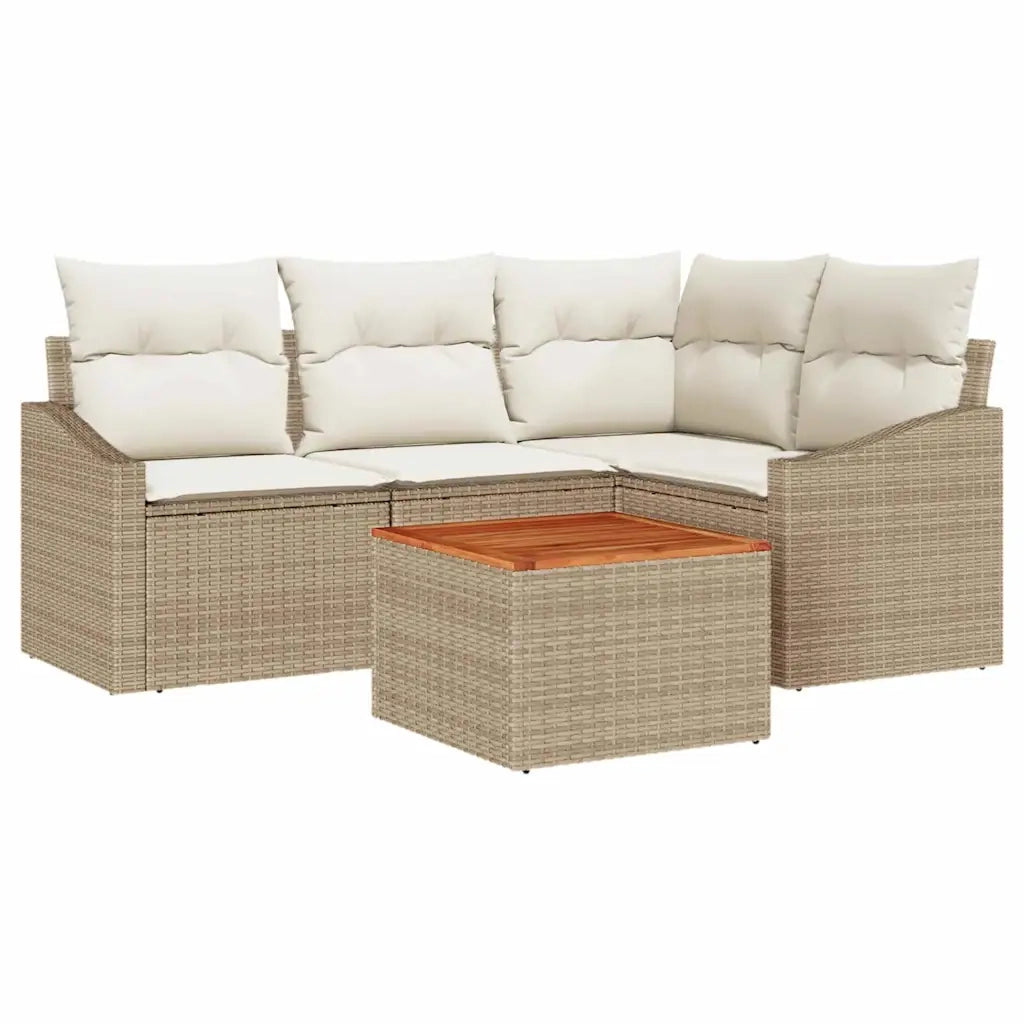 Set Divano da Giardino con cuscino 5 pcs Beige polyrattan 3347827