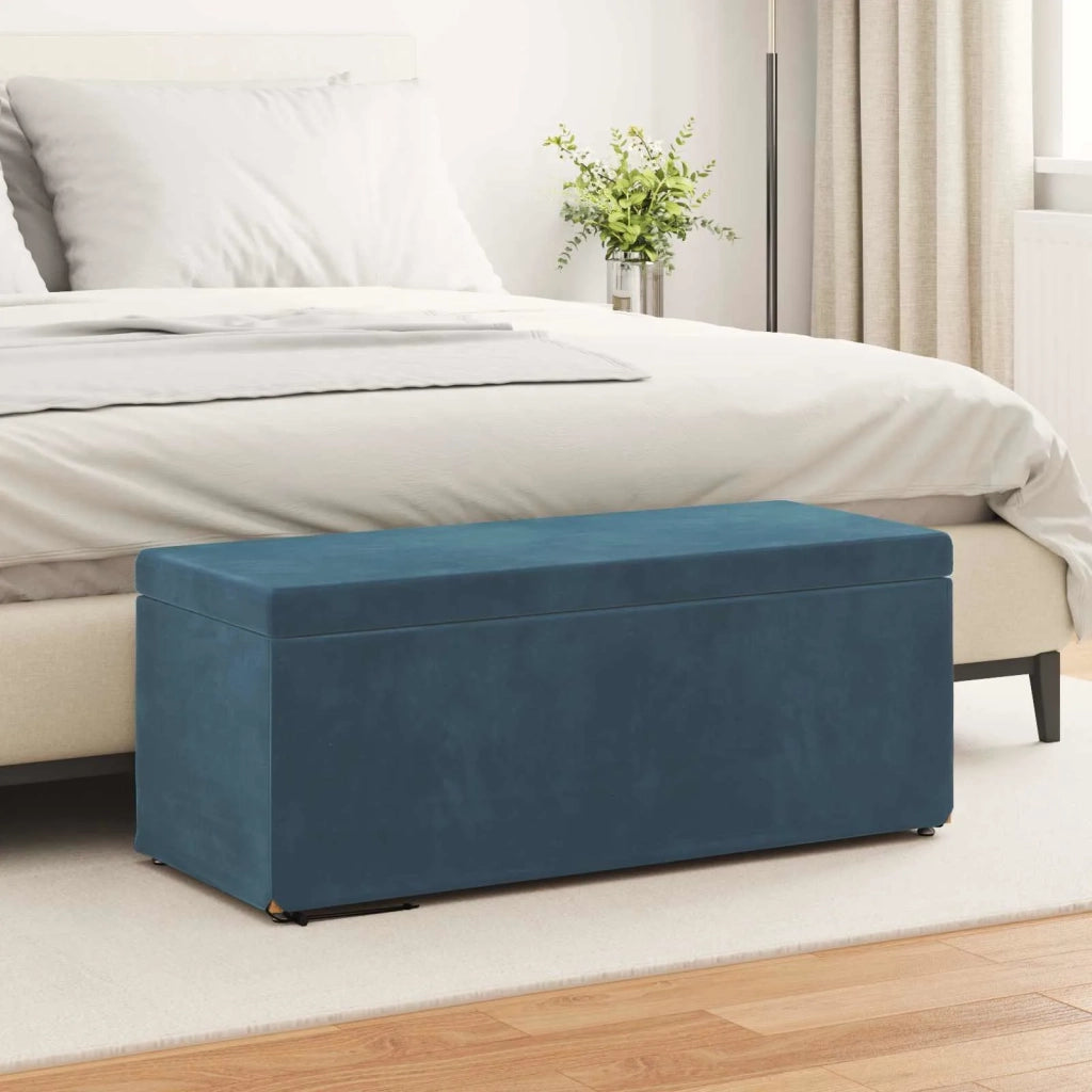 Pouf Blu 101 x 41 x 40 cm Velluto e Legno Ingegnerizzato 876794