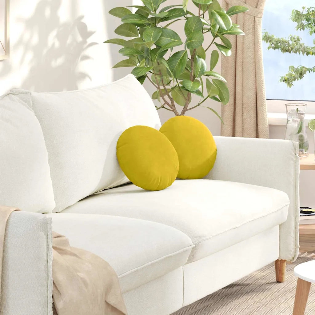 Cuscini per Seduta 2 pcs Giallo Ø30 x 13 cm Velluto 42014107