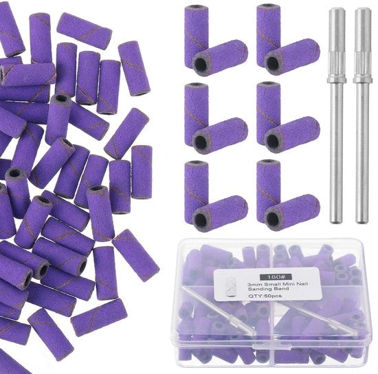 100 pezzi di fascette da raspoio in acciaio 3 mm per perforatrice da unghie 2 pezzi di punzoni da unghie perforatrice da unghie con 180 giri fine fascette da raspoio per manicure e pedicure accessori