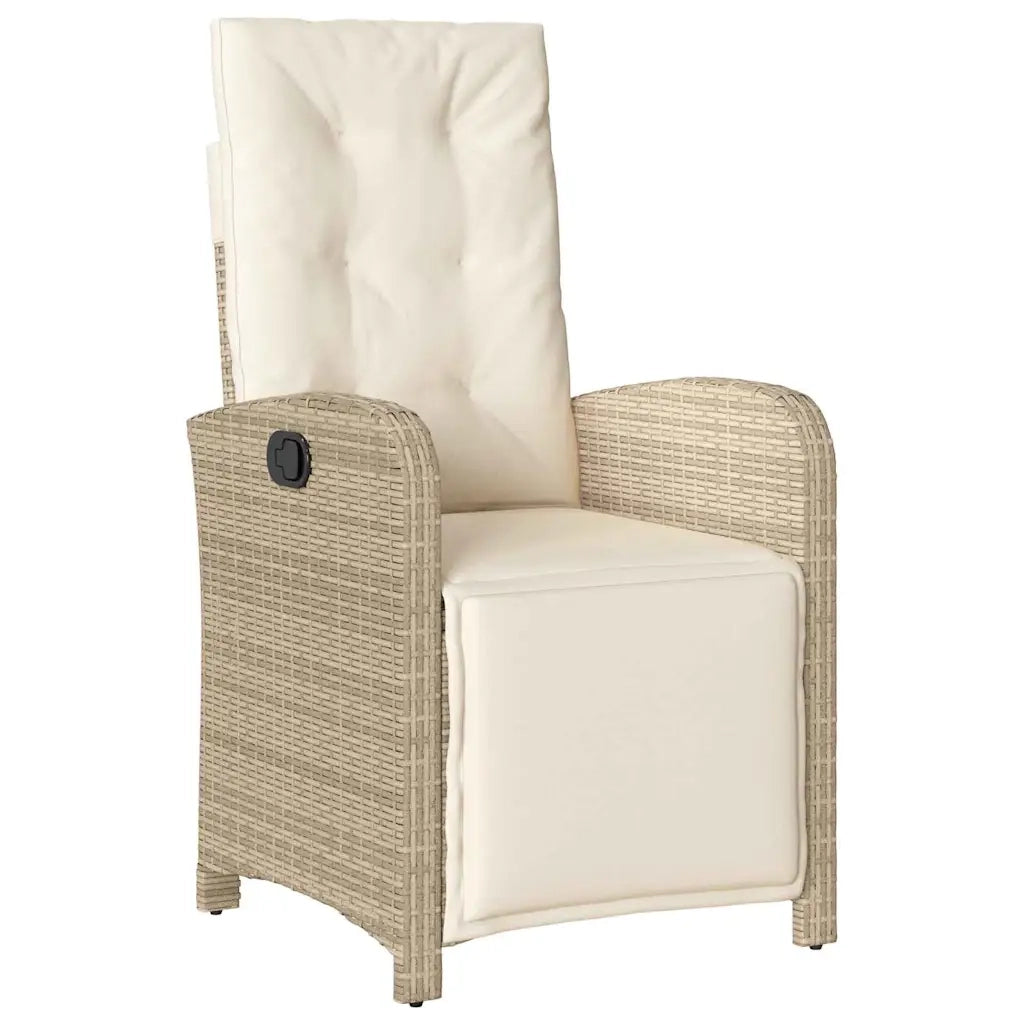Set da Pranzo per Giardino con cuscino 5 pcs Beige polyrattan