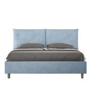 BS COM Letto queen size contenitore imbottito 150x200 microfibra azzurro Large