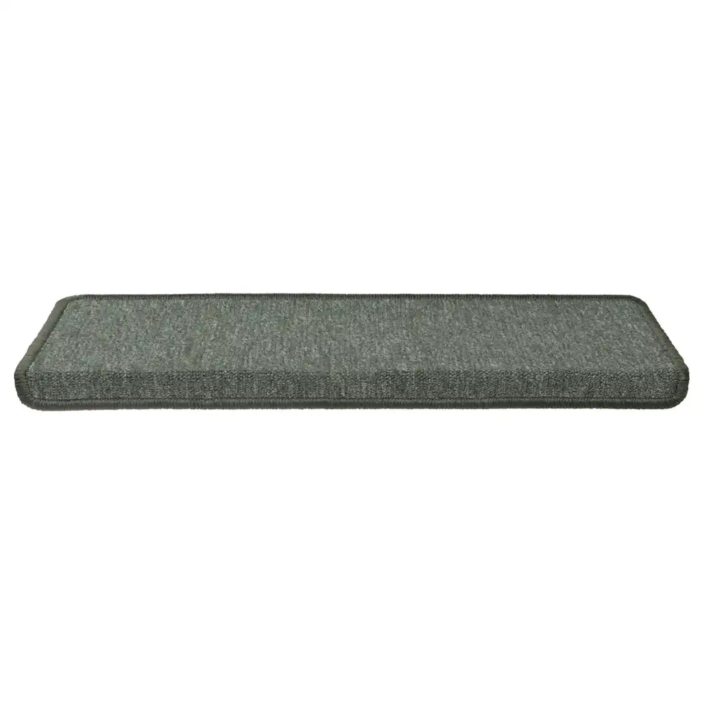 Tappetini per scale 15 pz 65x21x4 cm Verde scuro con bordo rettangolare 326193