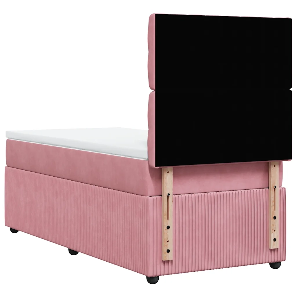 Giroletto a Molle con Materasso Rosa 100x200 cm in Velluto 3292273