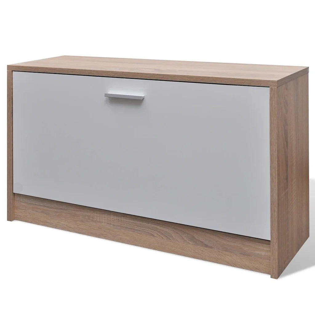 Scarpiera-Scaffale per scarpe in Legno Set 3 in 1 Rovere e Bianco