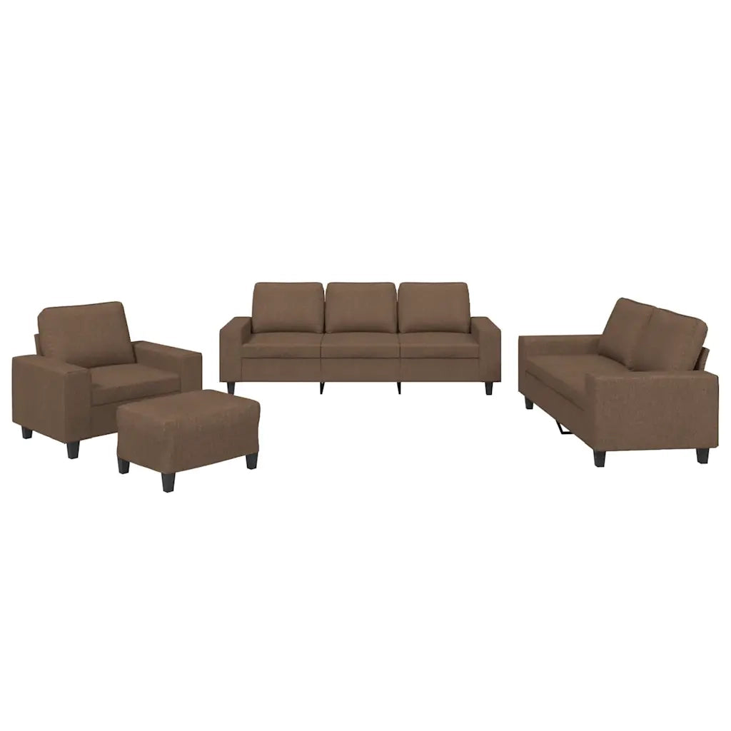 Set di Divani 4 pz Marrone in Tessuto