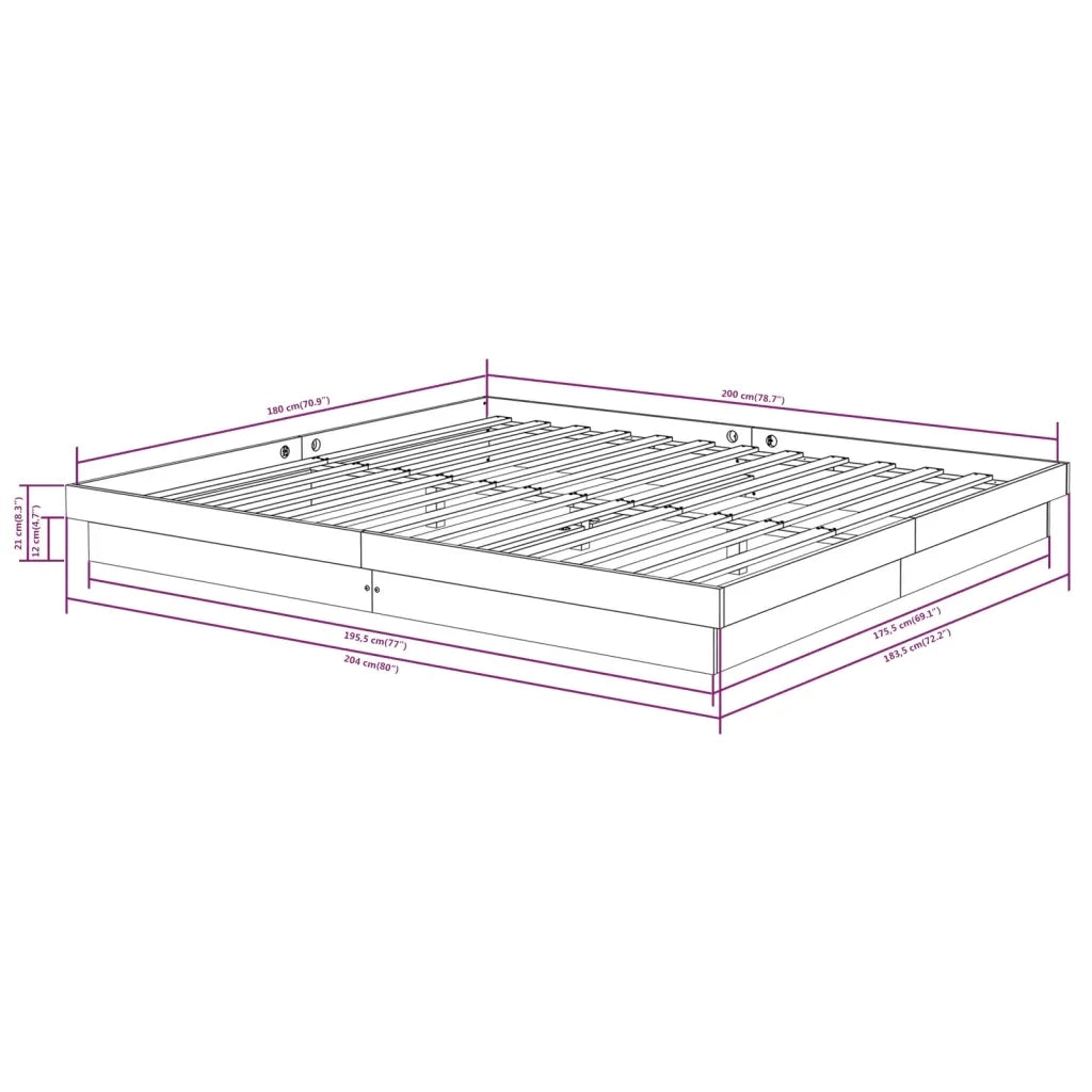 Letto matrimoniale | Letto per adulti | Giroletto in Legno Massello 180x200 cm Super King