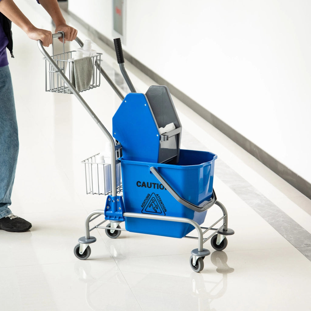 Secchio per Pulizia con Ruote ¨C Xylo ¨C Plastica con Manico Metallico Blu