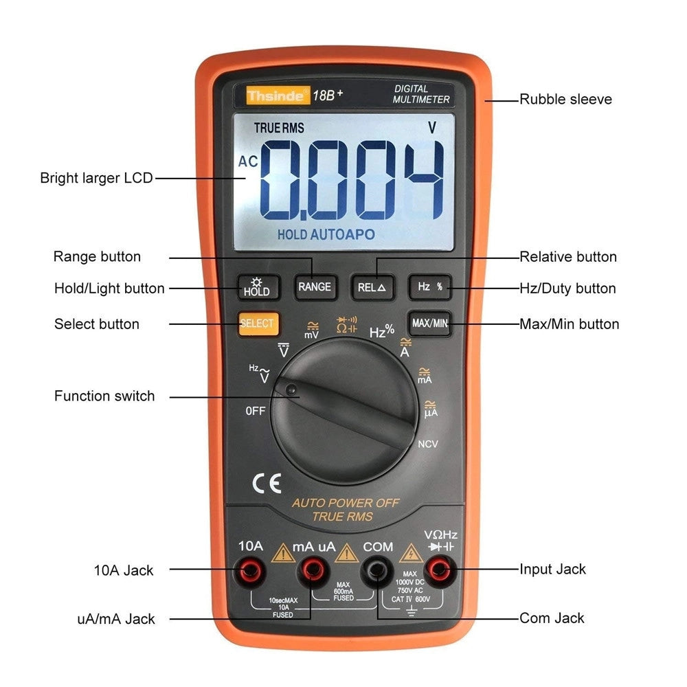 Trade Shop - Multimetro Digitale Retroilluminato Multi-test Tester Tensione Elettronico Automatico -