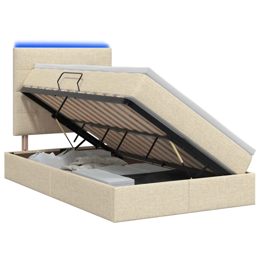 Letto con contenitore LED e materasso Crema 120 x 190 cm 3459934