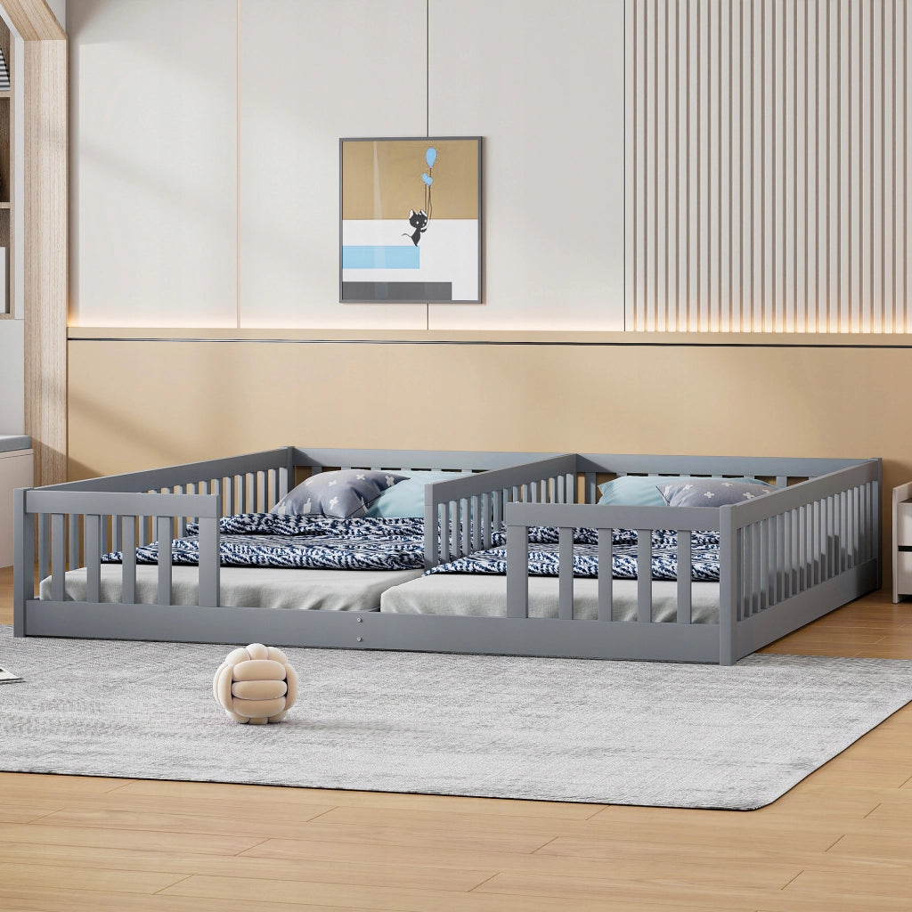 Letto a pannelli 90x200 - Xylo - Grigio con sponda