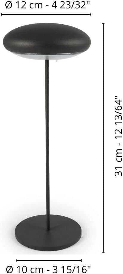 Broggi 4110217001 Nuvola Lampada da Tavolo LED Portatile Ricaricabile con Luce Calda Dimmerabile IP54 colore Antracite
