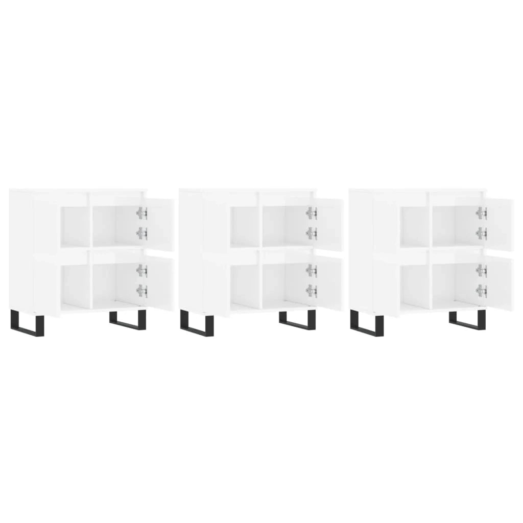 Buffet credenza cassettiera armadio mobile contenitore organizer per cucina soggiorno salotti 3 pezzi legno ingegnerizzato lucido bianco 02_0037026