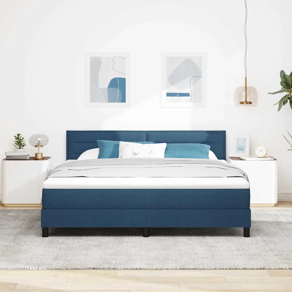 Letto a molle con materasso con led Blu 180 x 200 cm Tessuto 3342155