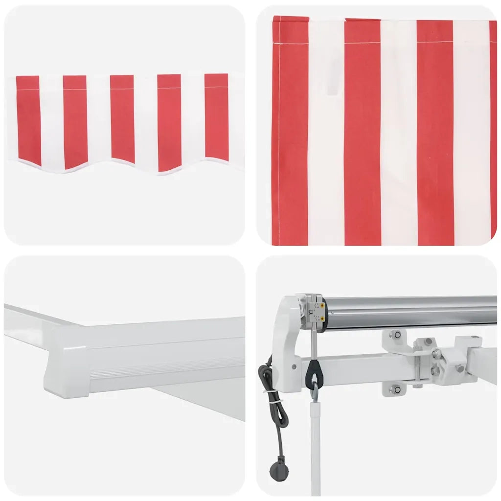 Tettuccio Elettrico Retrattile Rosso e Bianco 600 × 300 cm 3331607