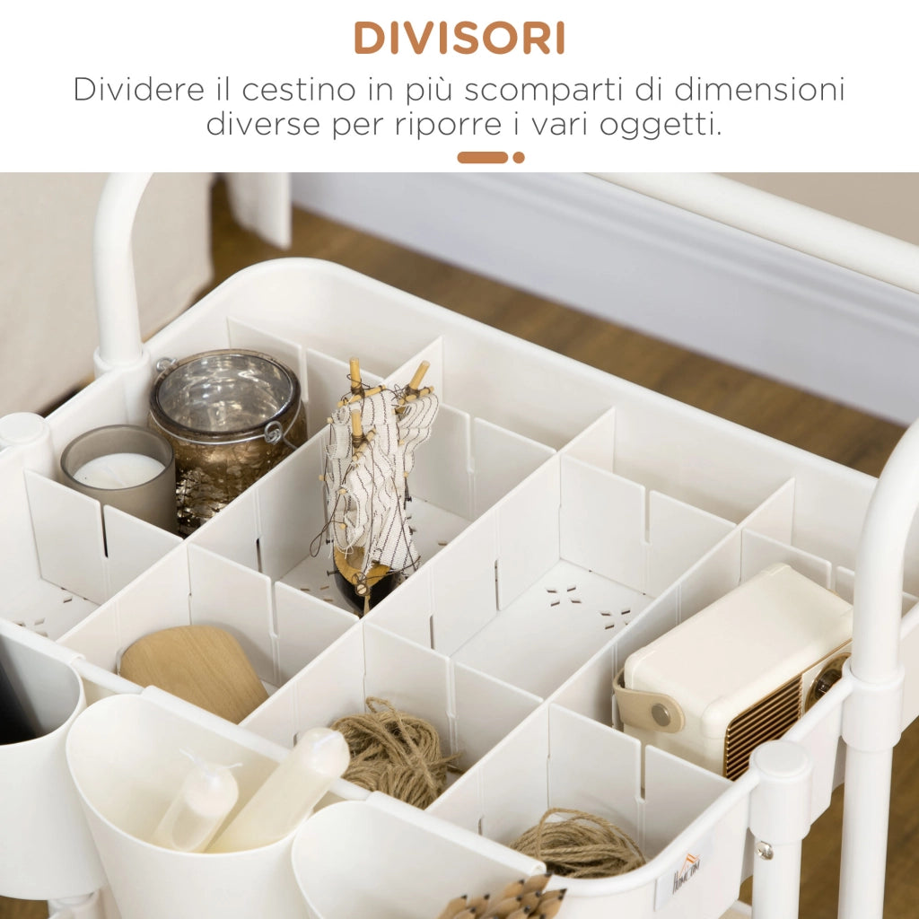 Carrello Cucina Multiuso a 3 Livelli con Cestini ¨C Minimal ¨C Bianco