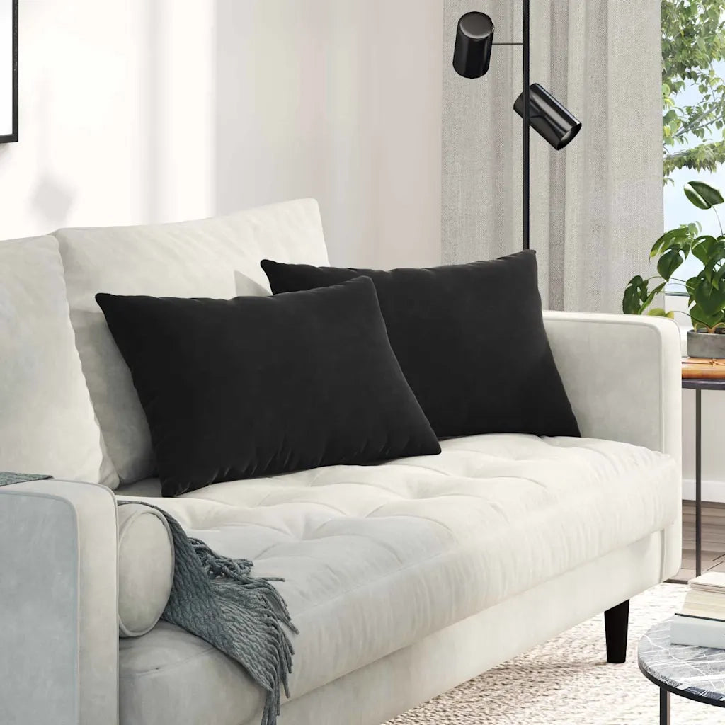 Cuscini da Divano 2 pcs Nero 60 x 40 cm Tessuto in Cords 42013676