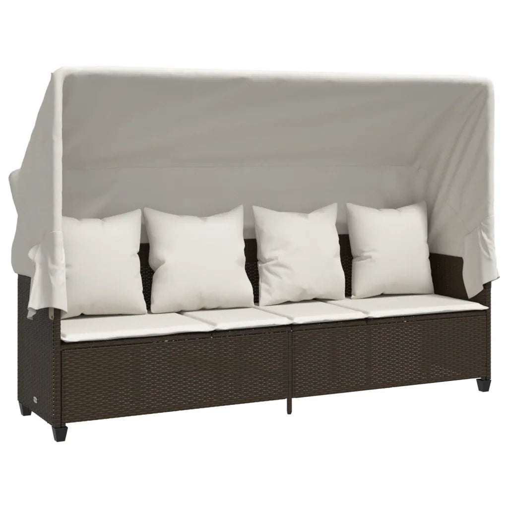 Set Divano da Giardino 5 pz con Cuscini Marrone in Polyrattan