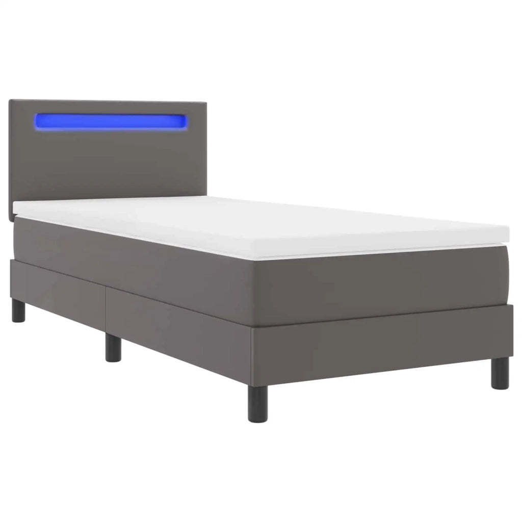 Letto a molle con materasso Grigio 90 x 190 cm Pelle sintetica 3339030