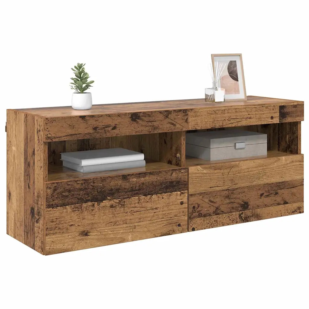 Mobile TV da parete con LED Legno vecchio 100 x 30 x 40 cm 882983
