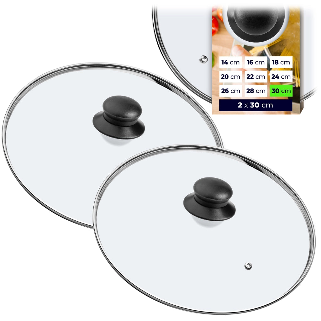 Set di 2 coperchi in vetro KADAX da 30 cm, resistenti al calore, per pentole e padelle.