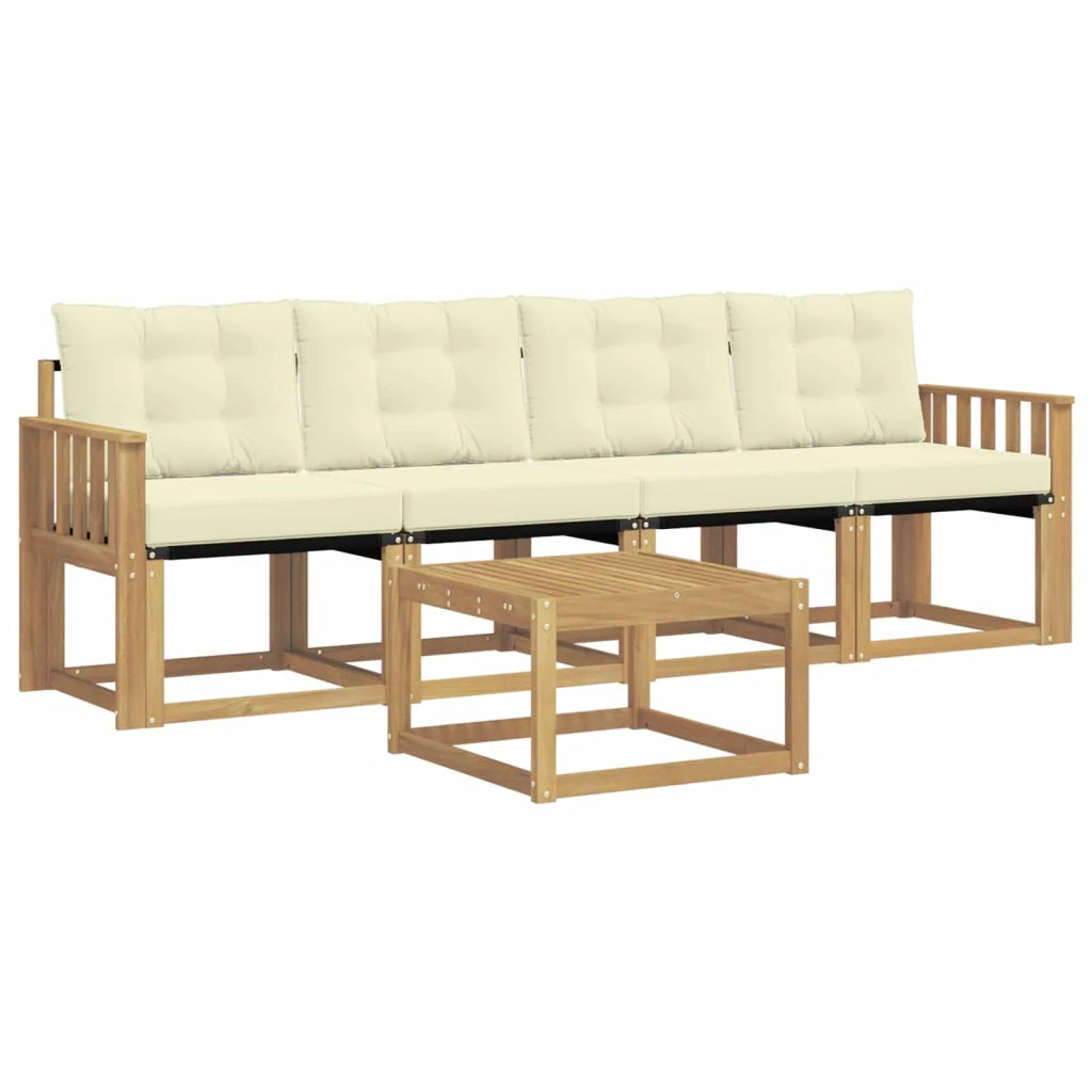 Set di divani da esterno 5 pz Bianco e Crema 3389184