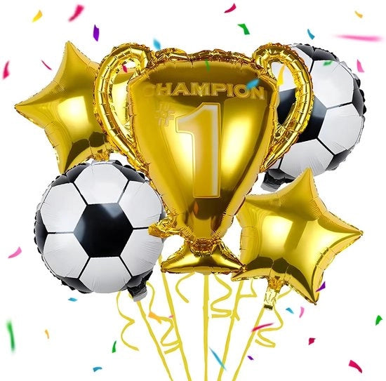 Decorazioni per bambini - 5 pezzi di palloncini da calcio - Adatto a compleanni - Feste di calcio - Palloncini in plastica - Mondiale - Idoneo per