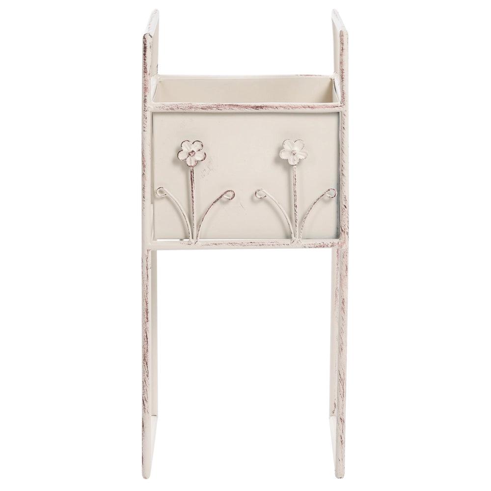 Fioriera rialzata in ferro beige 22 x 25 x 50 cm Vaso da fiori rialzato su piedistallo Supporto per piante da interno ed esterno