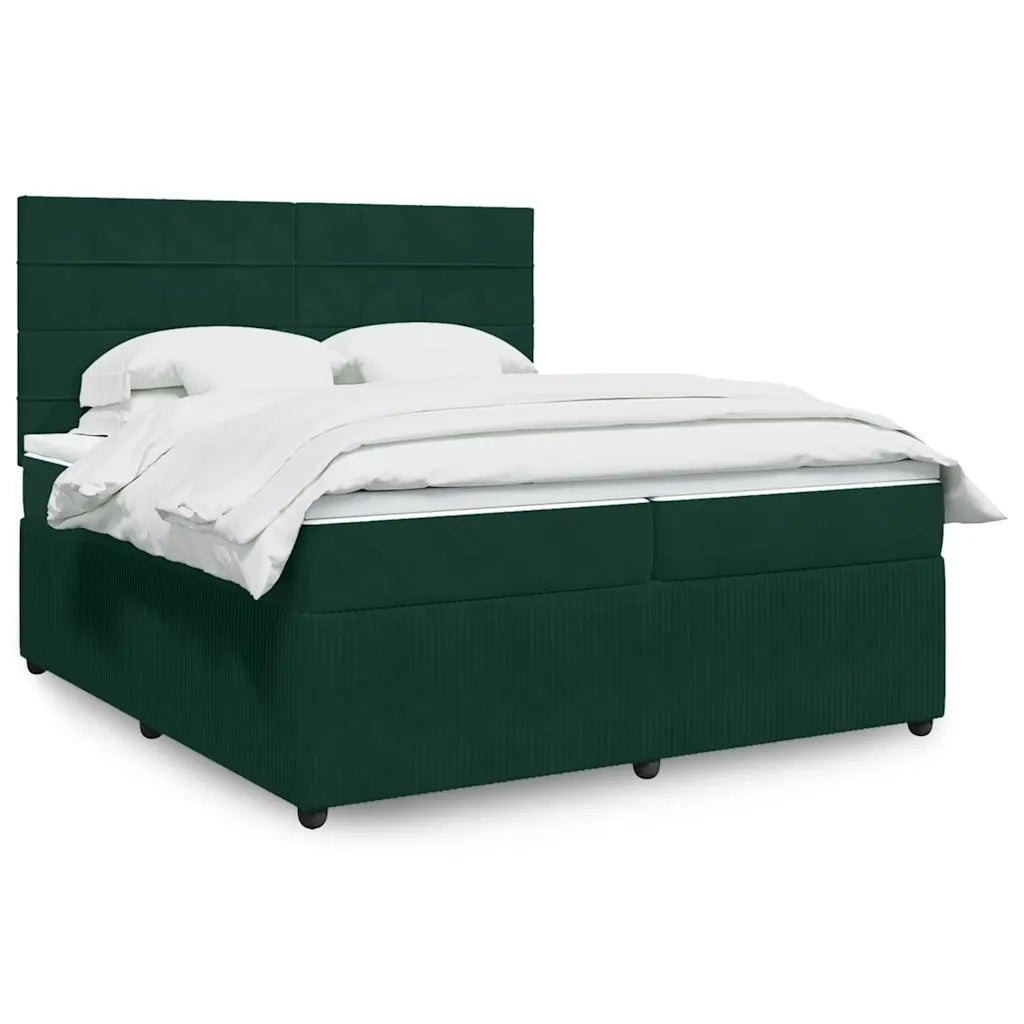 Giroletto a Molle con Materasso Verde Scuro 200x200 cm Velluto 3292433