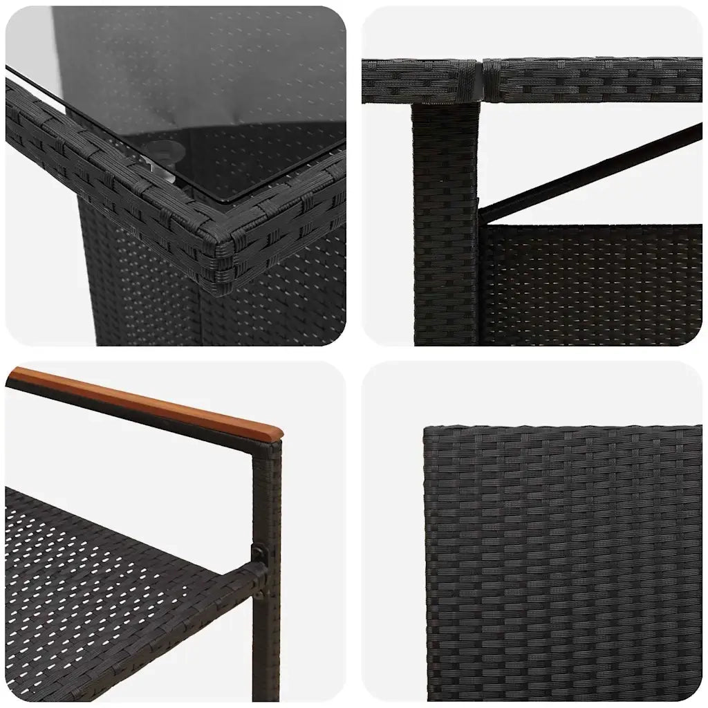 Set da Pranzo per Giardino 11 pcs Nero polyrattan 3365417