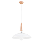 Lampada a sospensione scandinava bianca/legno E27 15W Alfa