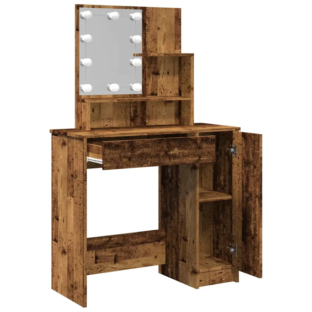 Toeletta con LED Legno Antico 86,5x35x136 cm 857023