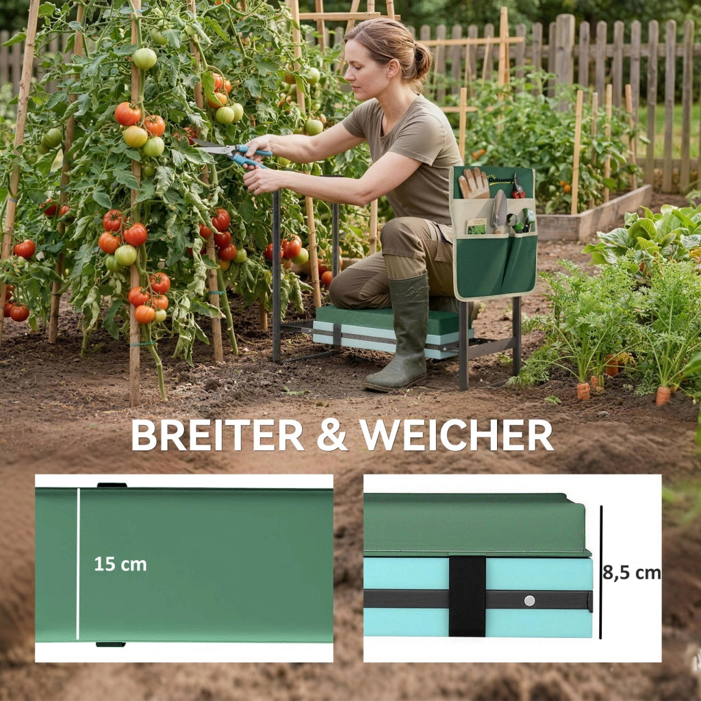 Cuscino ginocchia giardino con sedile pieghevole ¨C Xylo ¨C 150 kg acciaio nero