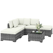 Set Giardino 6 Pezzi in Polyrattan e Acciaio ¨C Minimal ¨C Grigio