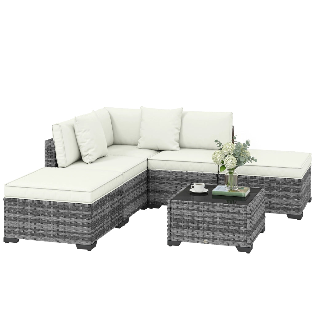 Set Giardino 6 Pezzi in Polyrattan e Acciaio ¨C Minimal ¨C Grigio
