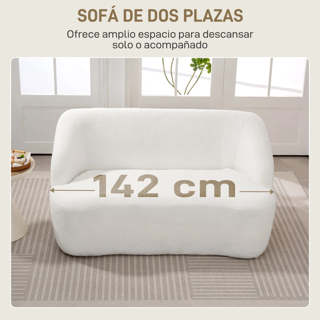 Divano 2 Posti Curvo Imbottito Trapuntato ¨C Minimal ¨C Crema 142 cm