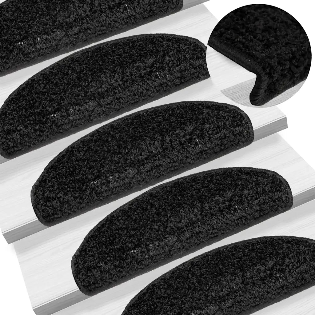 Tappetini per scale 20 pz 65x21x4 cm Nero Semicircolari Grandi 3365846