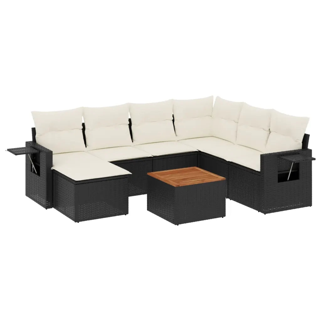 Set Divani da Giardino con Cuscini 8 pz Nero in Polyrattan 3257008