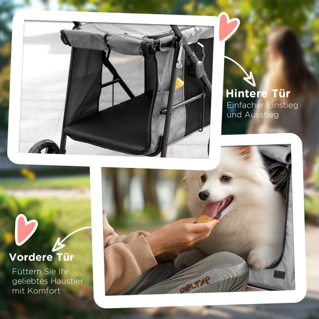 Carrello per Cani con Cuscini ¨C zephmum ¨C Grigio 102x62x105 cm