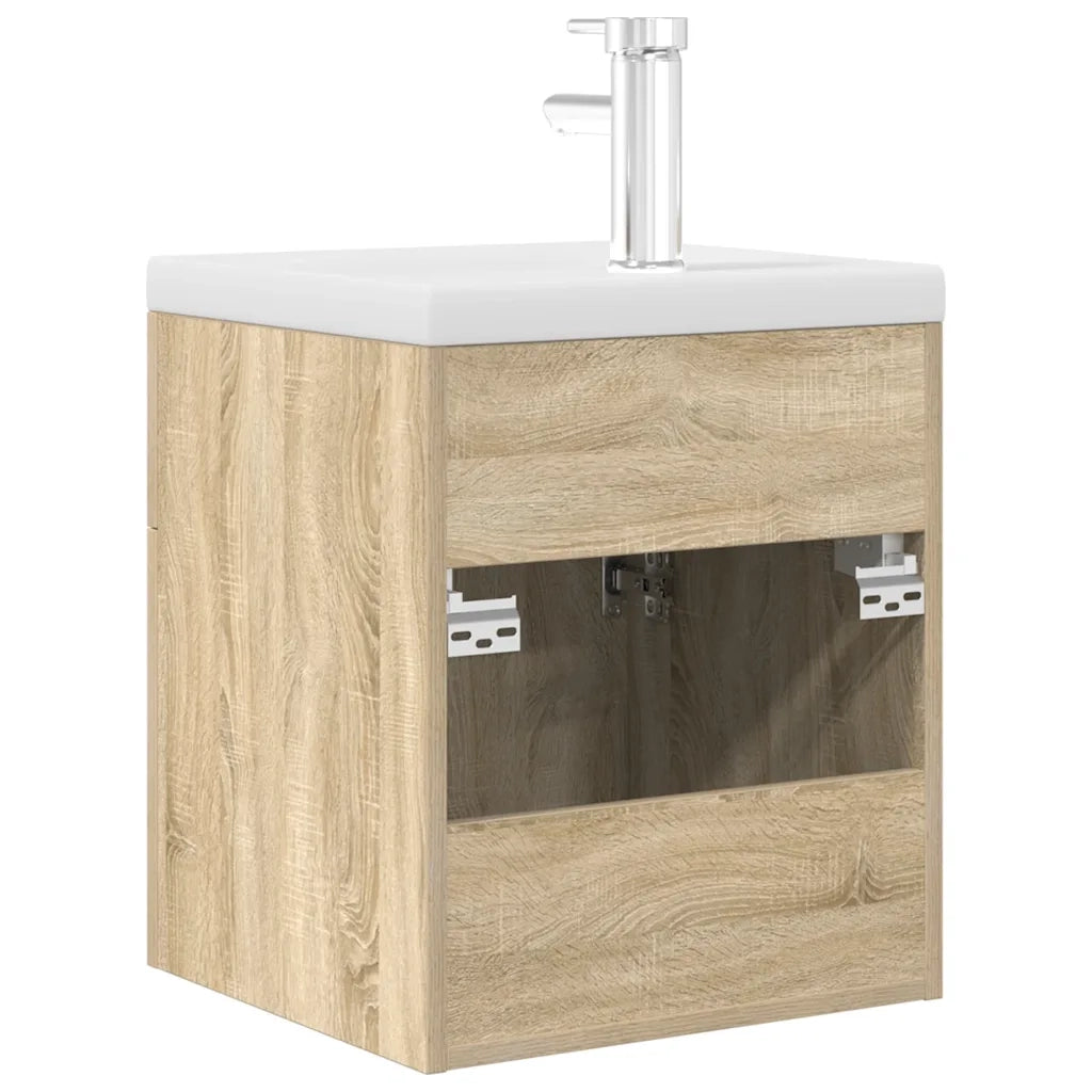 Mobile da Bagno con Lavabo | Armadio Lavabo Integrato e Rubinetto Rovere Sonoma