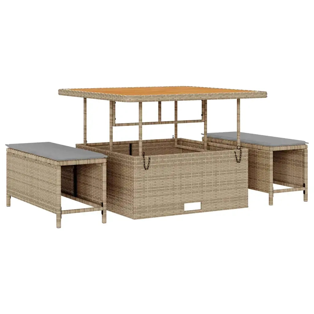 Set Divano da Giardino con cuscino 12 pcs Beige polyrattan