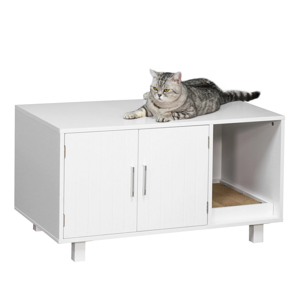 Mobile per Lettiera Gatti in Legno con 2 Ante ¨C Minimal ¨C Bianco