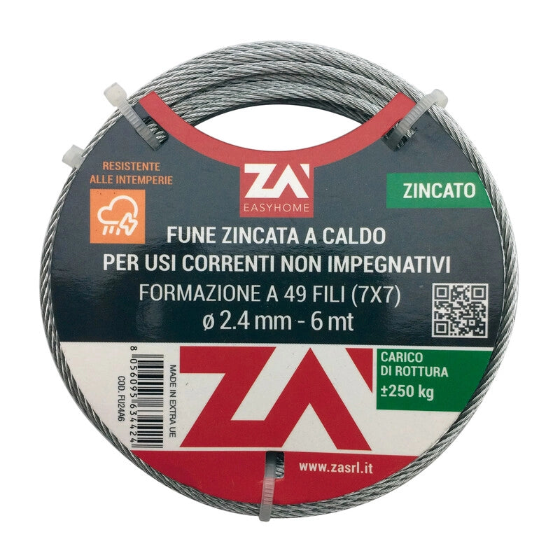 FUNE ACCIAIO ZINCATO  7F D 0,9 MM  25 M