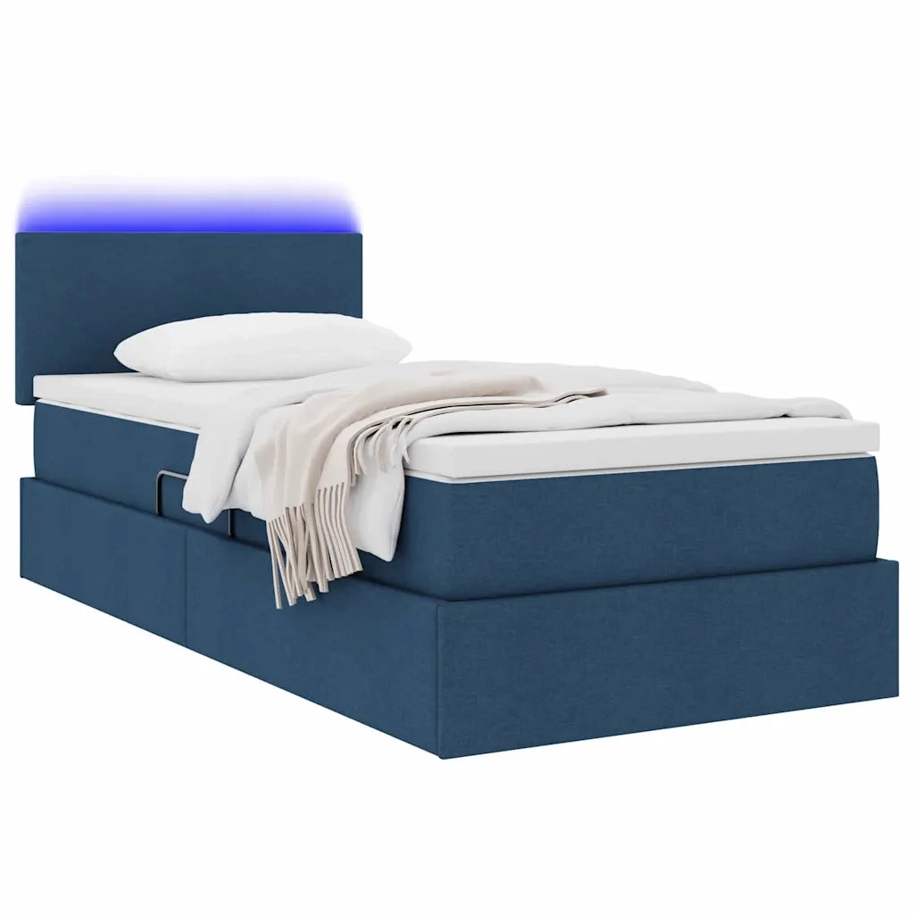 Letto con contenitore e LED con led Blu 90 x 200 cm Tessuto 3371060