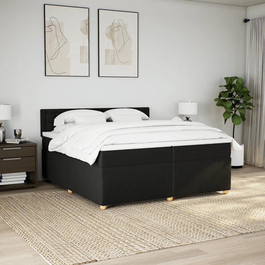 Giroletto a Molle con Materasso Nero 200x200 cm in Tessuto