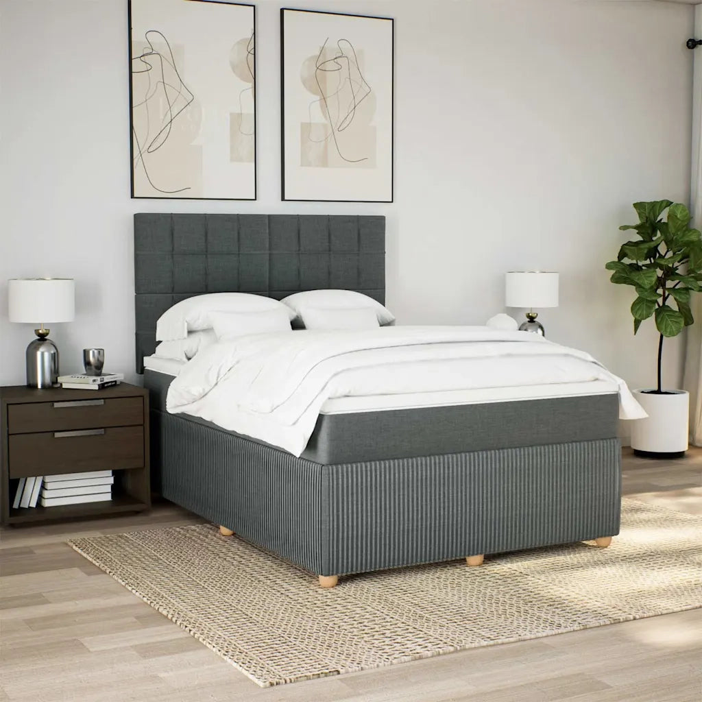 Giroletto a Molle con Materasso Grigio Scuro 140x190 cm Tessuto
