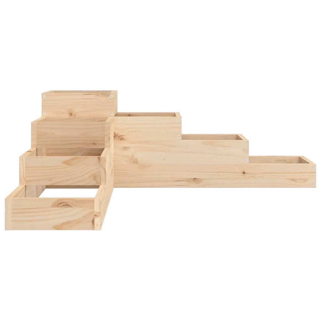 Fioriera angolare a 4 livelli per balcone o giardino 106 x 104,5 x 36 cm realizzata in legno massello di pino naturale 02_0048509