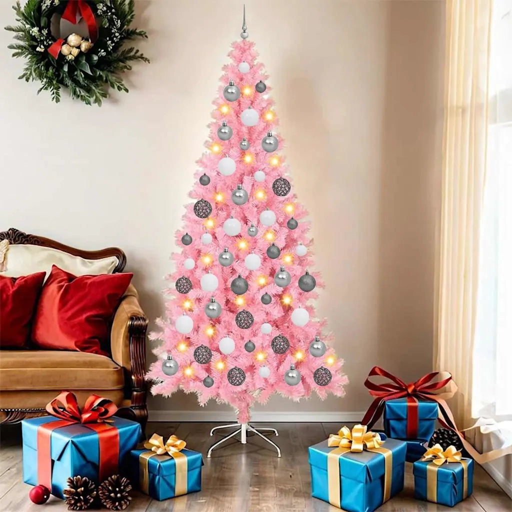 Albero di Natale con 300 LED con supporto Rosa 180 cm PVC 3396428