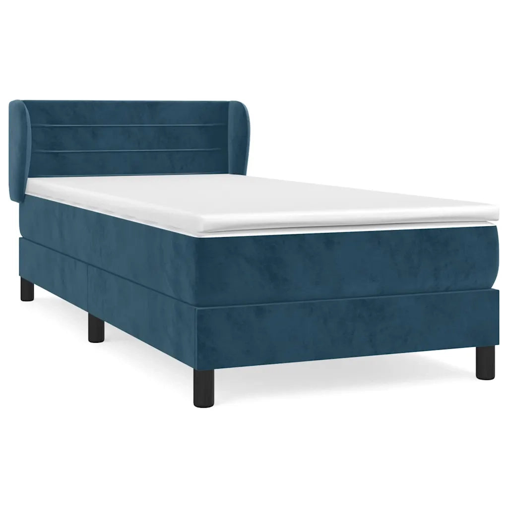 Letto singolo | Letto per adulti | Giroletto a Molle con Materasso Blu Scuro 100x200 cm in Velluto