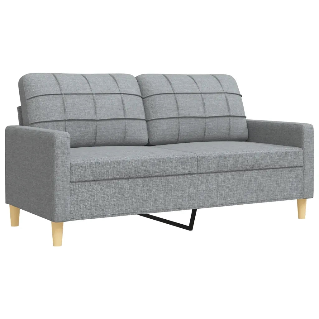 Set Divani 4 pz con Poggiapiedi e Cuscini Grigio Chiaro Tessuto 3278311